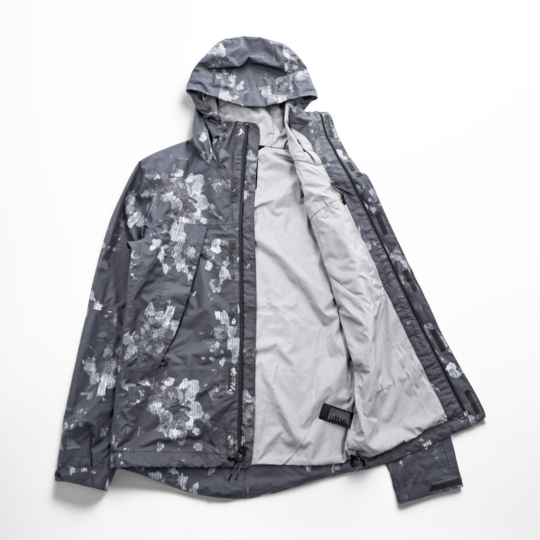 THE NORTH FACE マウンテンパーカー DRYVENT 防水 シェル レインジャケット XS グレー 総柄 ドローコード 透湿 NF00CG0P