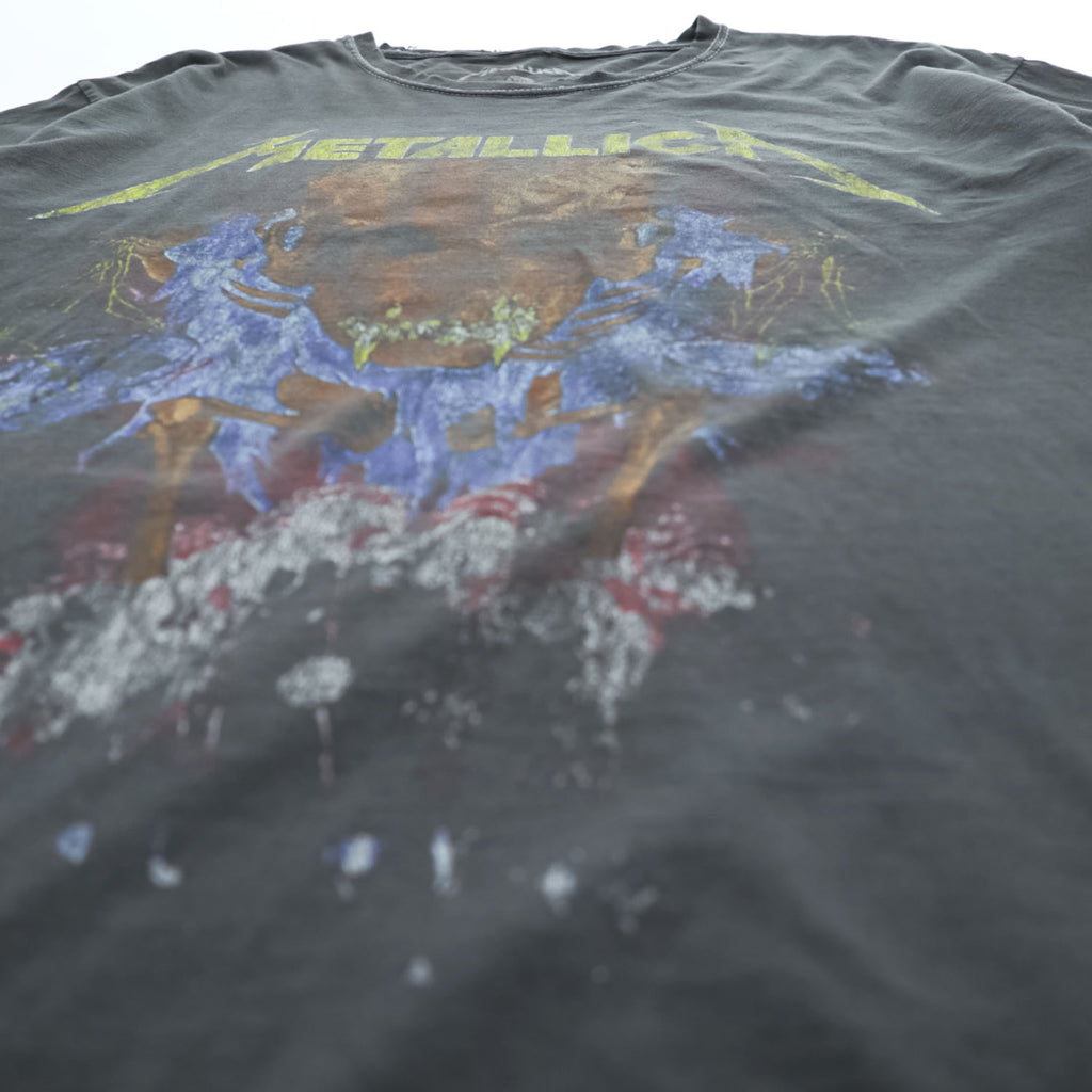 METALLICA メタリカ ロック バンド Tシャツ L グレー フェード Pushead パスヘッド Flaming Skull Flowers
