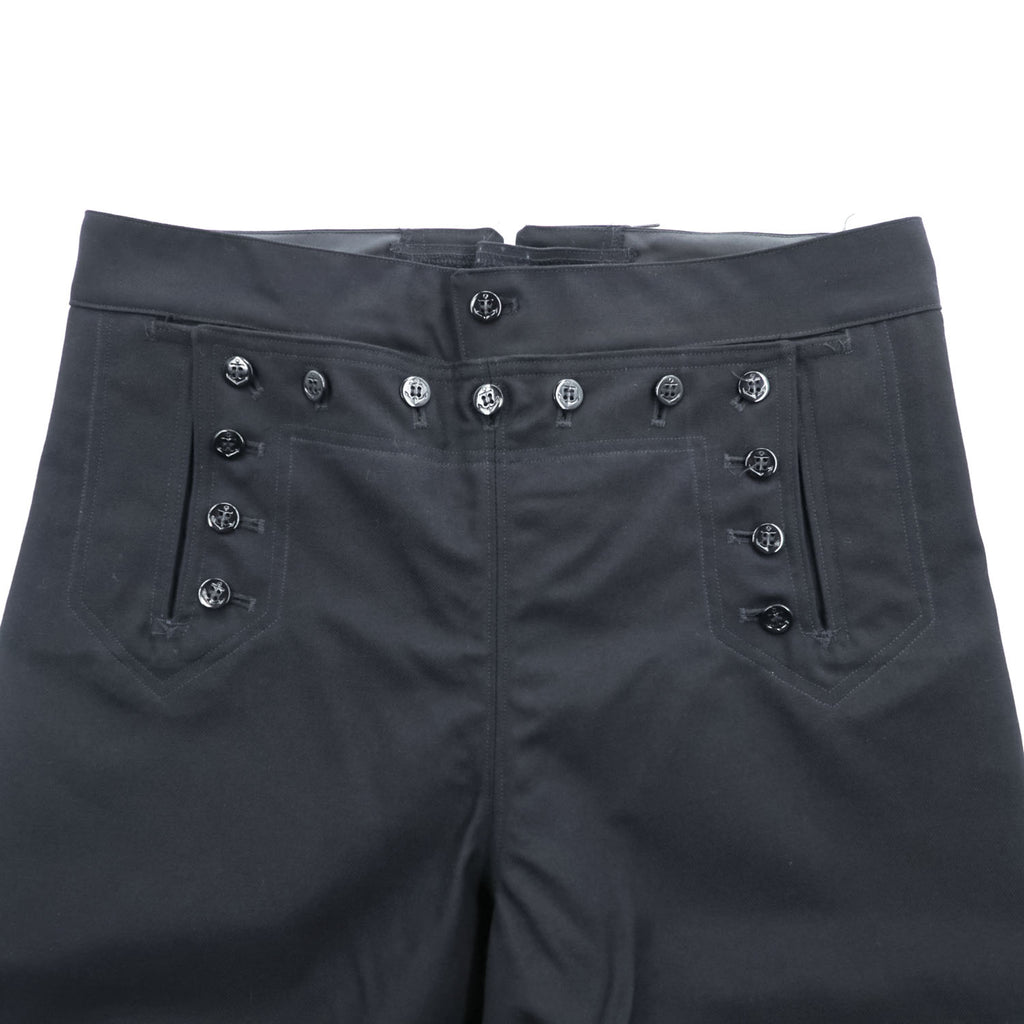 US NAVY 90年代 米軍 ヴィンテージ ミリタリー セーラーパンツ L ブラック ギャバジン ワイド 13ボタン OMEGA APPAREL 8405-01-076-6032