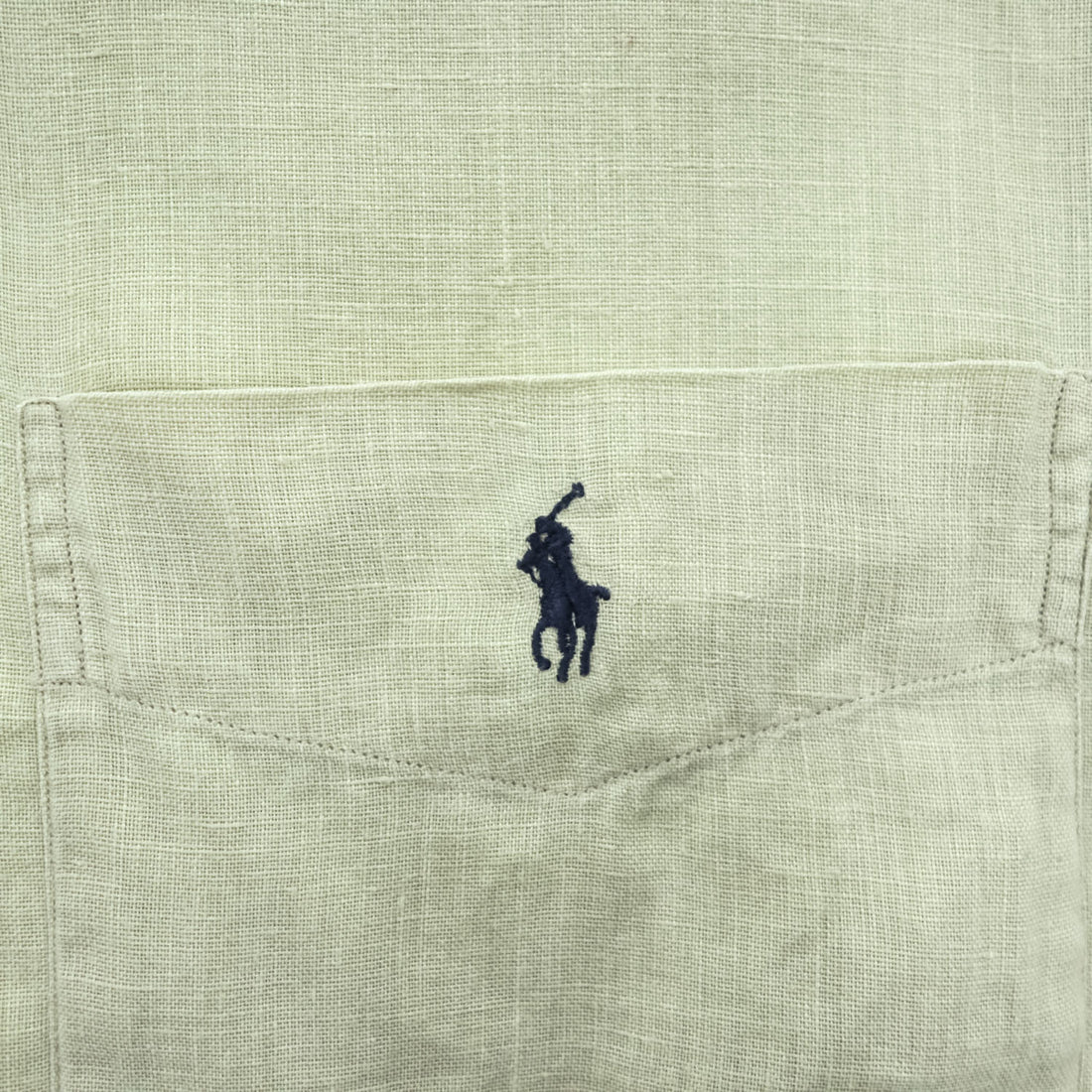 Ralph Lauren 90年代 ヴィンテージ BLAKE リネン100% 半袖シャツ XL ベージュ 麻 スモールポニー ロゴ 刺繍