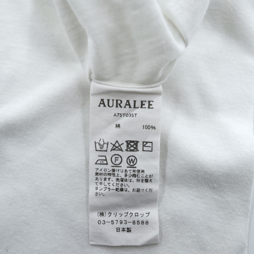 AURALEE 日本製 シームレス 五分袖 Tシャツ SEAMLESS CREW NECK HALF SLEEVE TEE 4 ホワイト A7ST03ST