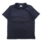 BURGUS PLUS 日本製 ショールカラー ポロシャツ M ネイビー Shawl Collar Polo Shirt ヘチマ襟 アンカーボタン マリン HINOYA HBP-011