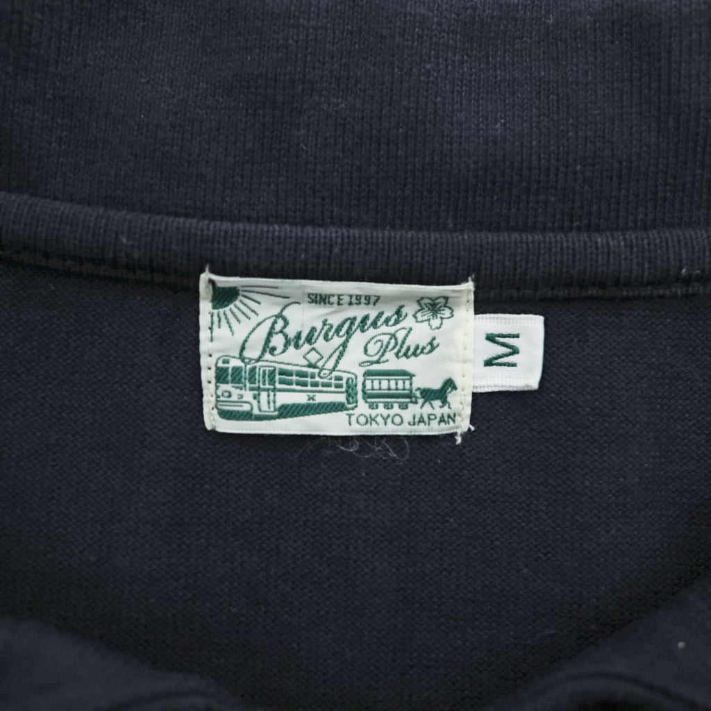 BURGUS PLUS 日本製 ショールカラー ポロシャツ M ネイビー Shawl Collar Polo Shirt ヘチマ襟 アンカーボタン マリン HINOYA HBP-011
