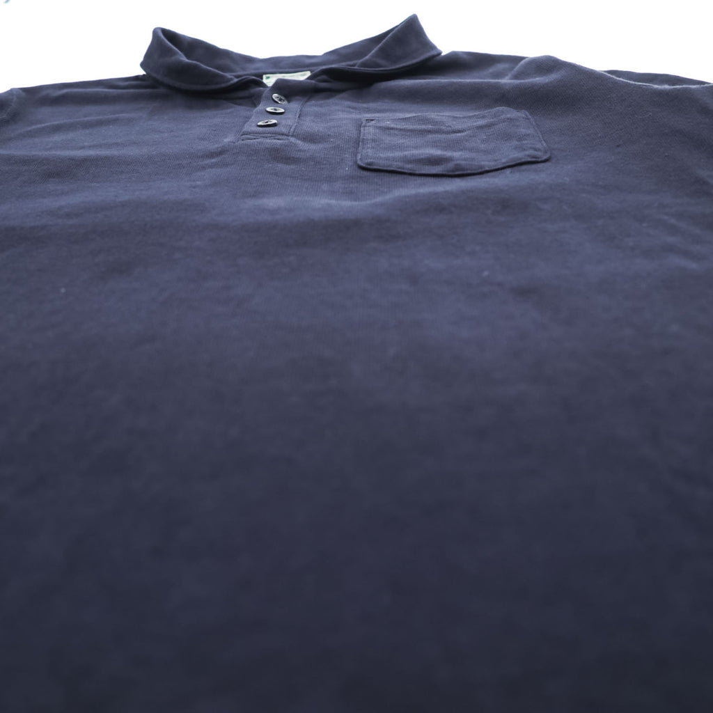BURGUS PLUS 日本製 ショールカラー ポロシャツ M ネイビー Shawl Collar Polo Shirt ヘチマ襟 アンカーボタン マリン HINOYA HBP-011
