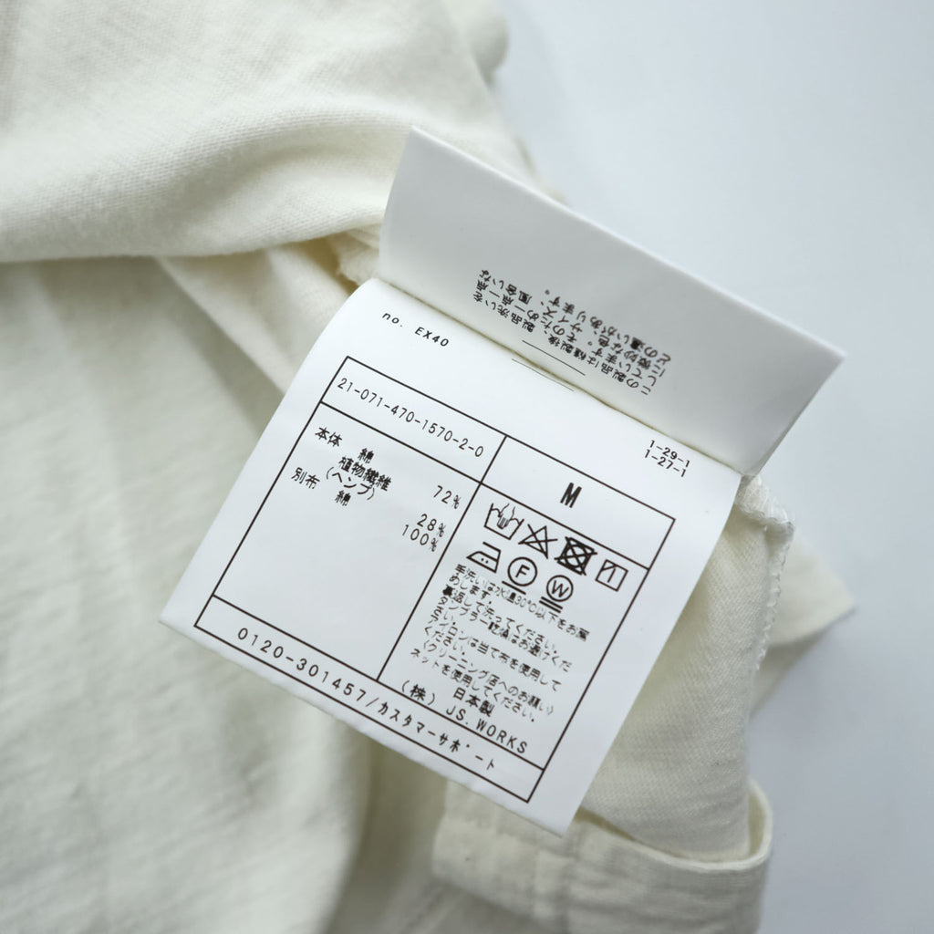J.S HOMESTEAD ( JOURNAL STANDARD ) 日本製 ヘンリーネック ルーズシルエット ネップ Tシャツ M ホワイト UNION MADE 21-071-470-1570-2-0