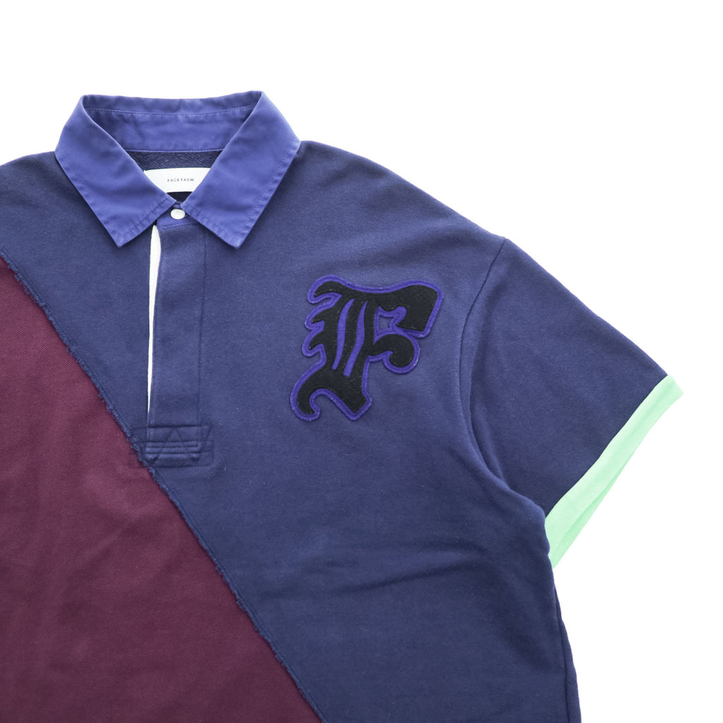 FACETASM 日本製 BEAMS別注 ワイド 切替 ポロシャツ SWITCHED POLO SHIRT L ネイビー ワッペン RBS-TEE-M01
