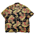 SUN SURF 日本製 アロハシャツ 半袖 オープンカラーシャツ XL ブラック 総柄 THE PINEAPPLE ISLAND 1940's KIHIKIHI SPORTSWEAR 開襟 SS39015