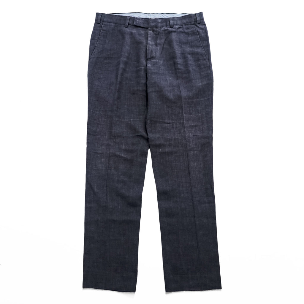 JEREM BLACK COLLECTION リネン スラックス サマー スーツ ドレスパンツ M ダークネイビー 麻 インディゴ