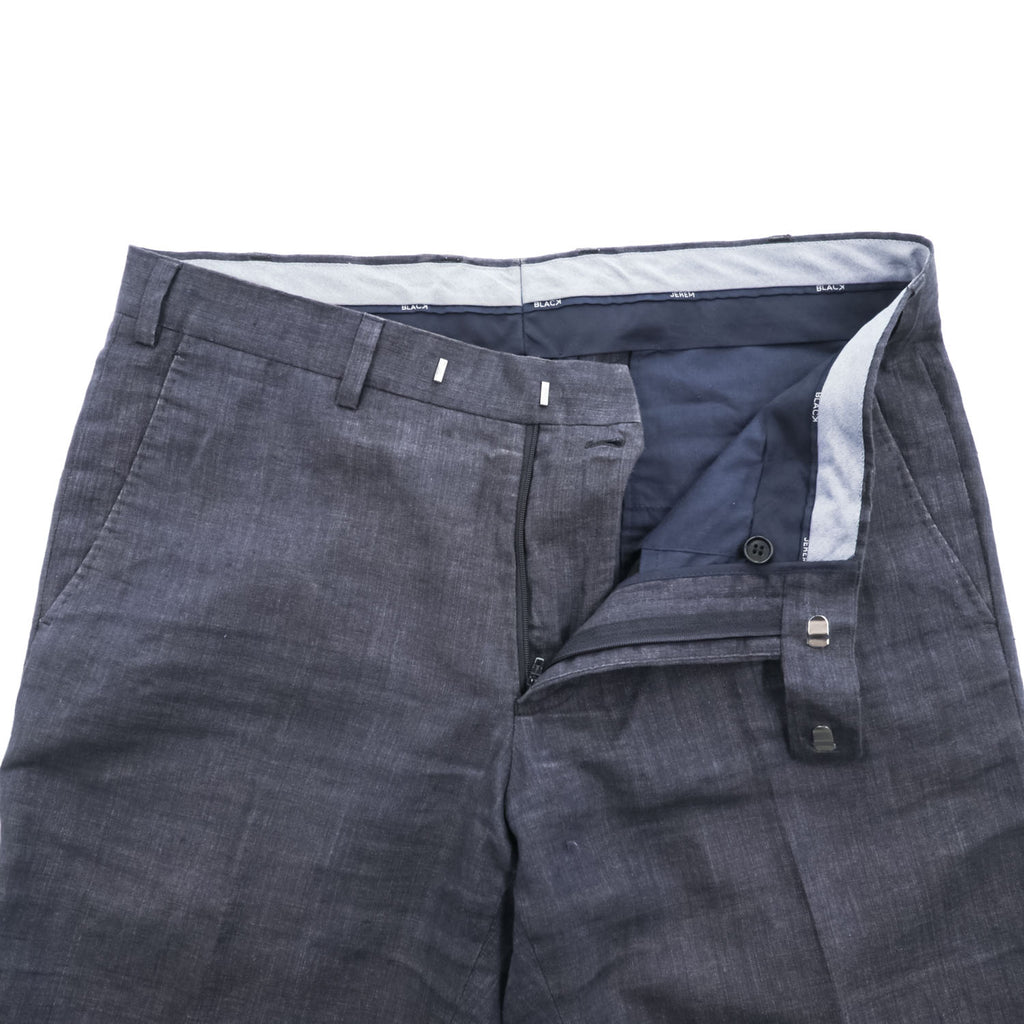 JEREM BLACK COLLECTION リネン スラックス サマー スーツ ドレスパンツ M ダークネイビー 麻 インディゴ