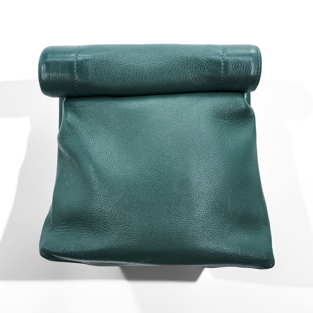ED ROBERT JUDSON PARCEL Roll Top Clutch Bag Green Pebbled Leather 2010s