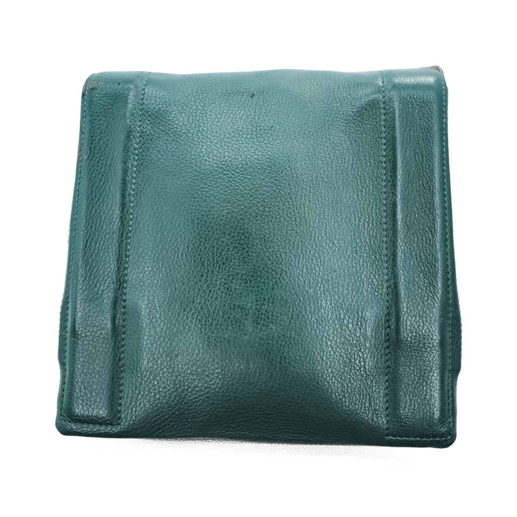 ED ROBERT JUDSON PARCEL Roll Top Clutch Bag Green Pebbled Leather 2010s