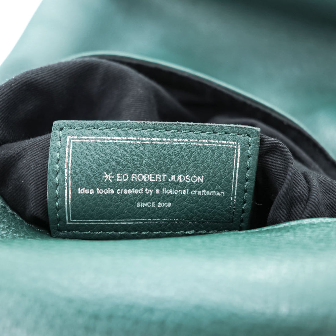 ED ROBERT JUDSON PARCEL Roll Top Clutch Bag Green Pebbled Leather 2010s