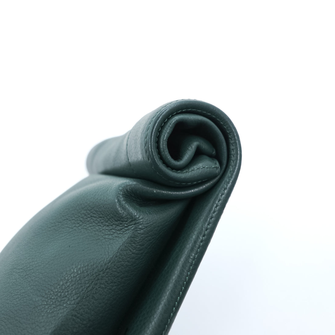 ED ROBERT JUDSON PARCEL Roll Top Clutch Bag Green Pebbled Leather 2010s