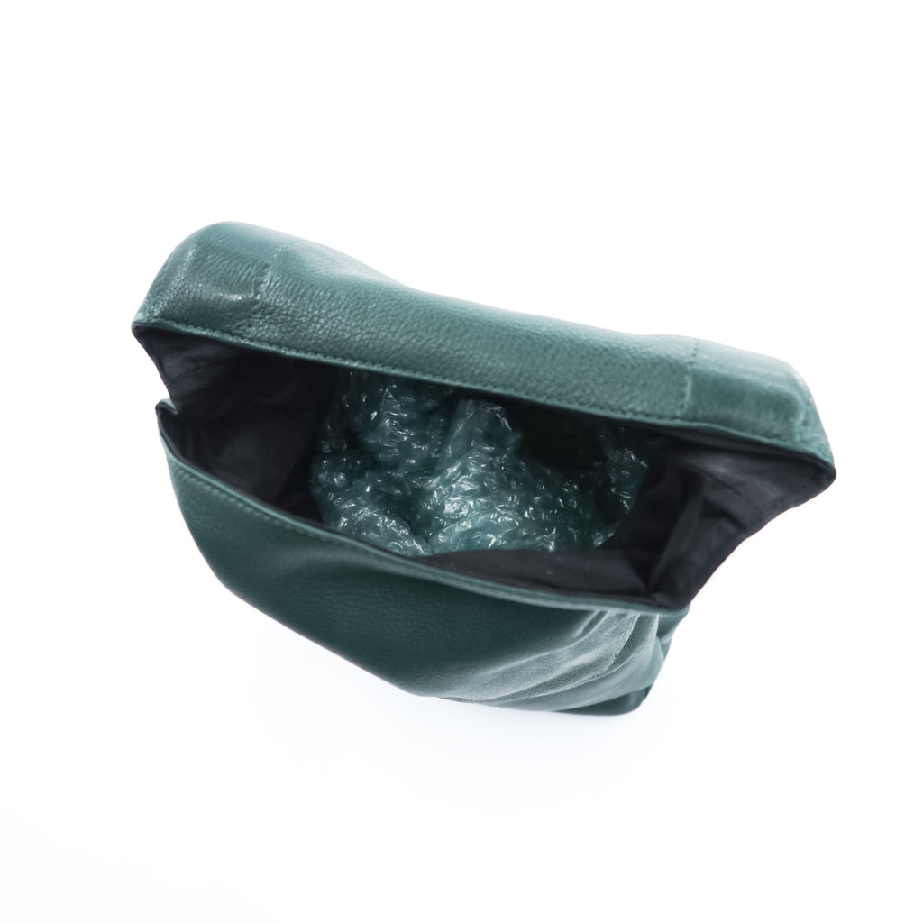 ED ROBERT JUDSON PARCEL Roll Top Clutch Bag Green Pebbled Leather 2010s