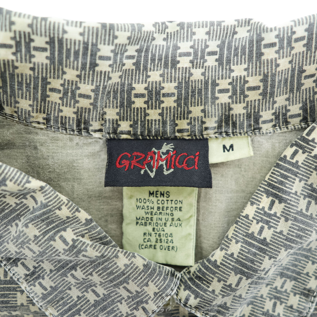 GRAMICCI 90年代 USA製 ヴィンテージ 半袖シャツ M カーキ 総柄 コットン 胸ポケット