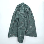 L.L.Bean 90年代 USA製 ヴィンテージ 長袖 ボタンダウンシャツ M カーキ グリーン 総柄 U697