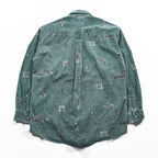 L.L.Bean 90年代 USA製 ヴィンテージ 長袖 ボタンダウンシャツ M カーキ グリーン 総柄 U697