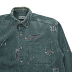 L.L.Bean 90年代 USA製 ヴィンテージ 長袖 ボタンダウンシャツ M カーキ グリーン 総柄 U697