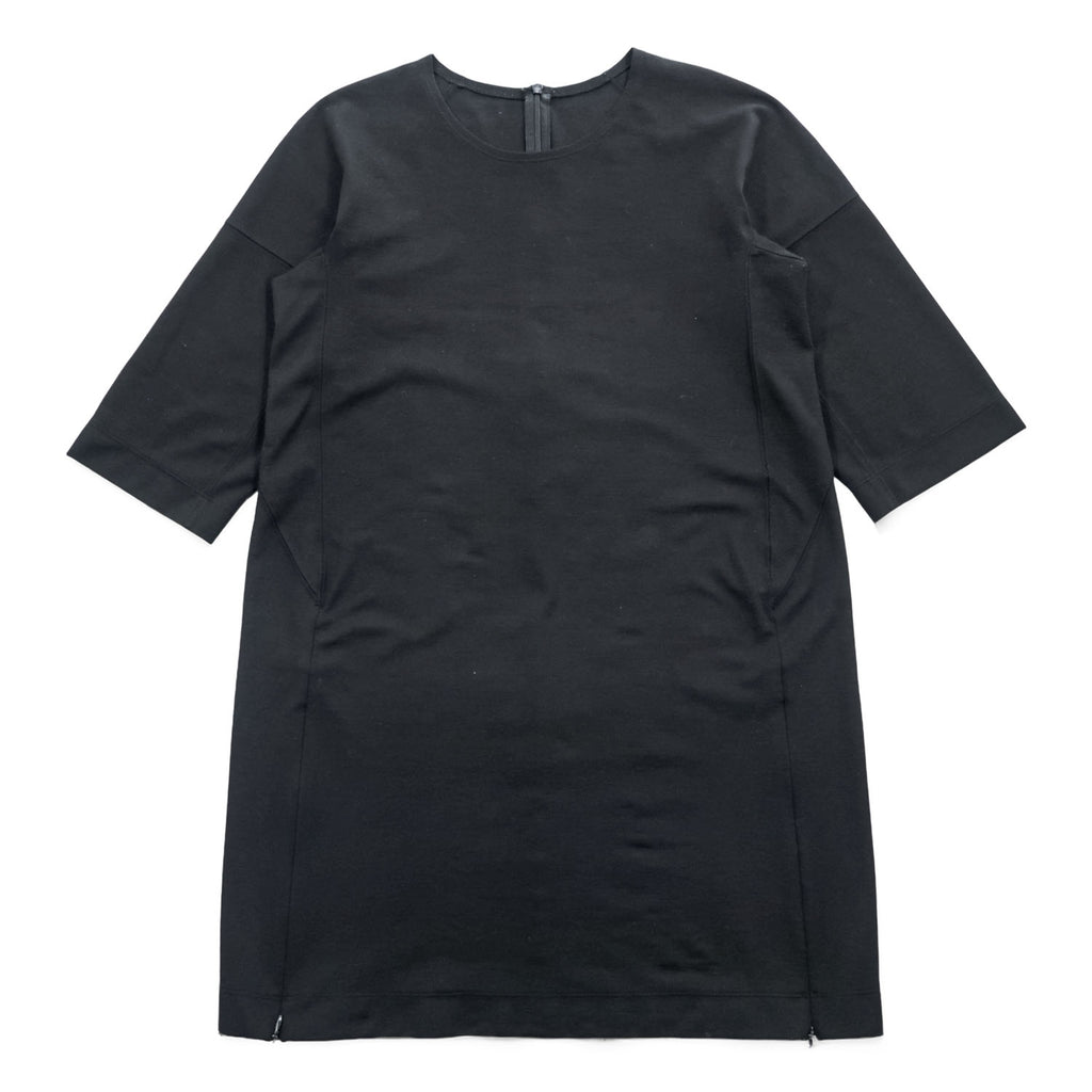 HaaT ISSEY MIYAKE ORJ サイドジップ 半袖 ワンピース M ブラック ストレッチ HA85JT297 日本製