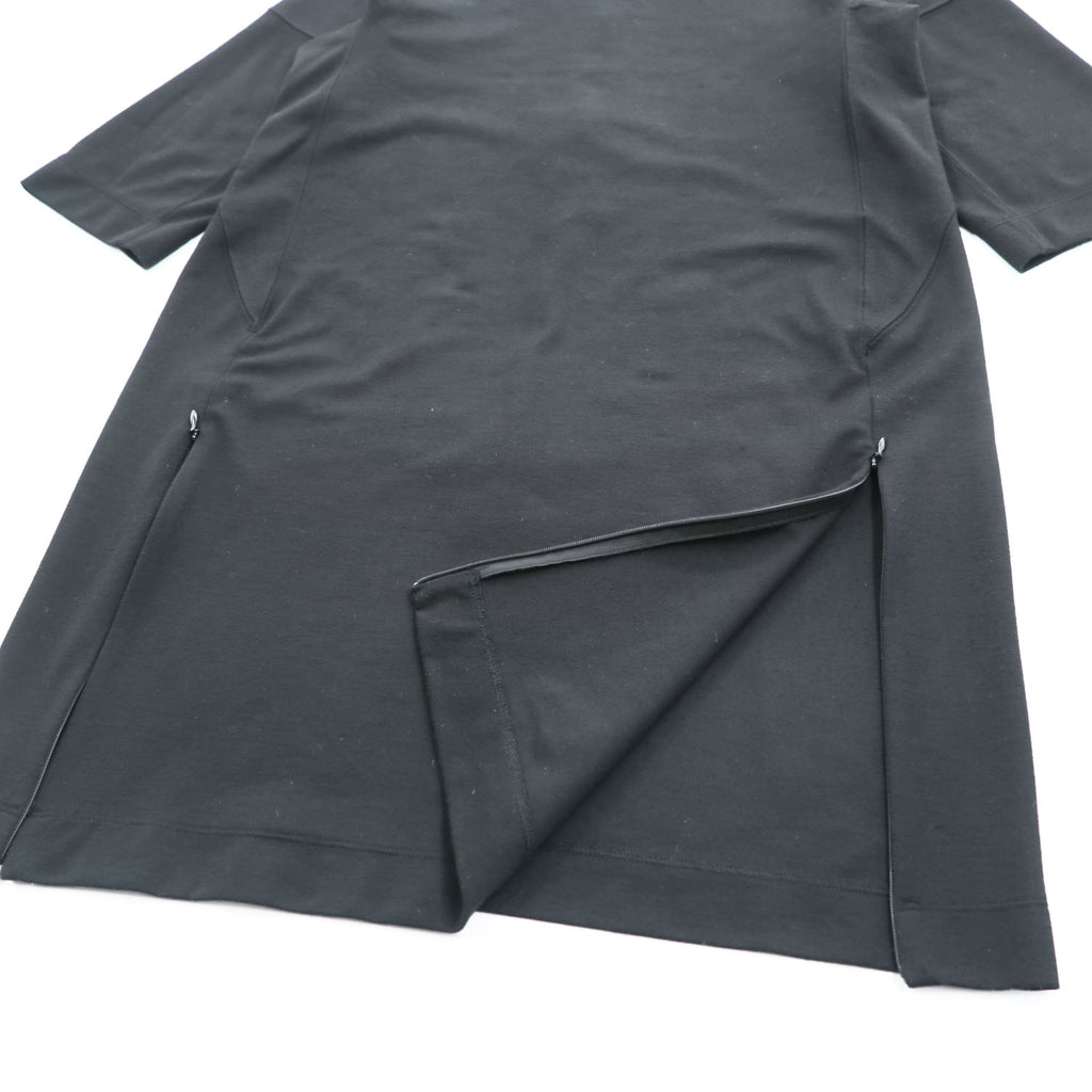 HaaT ISSEY MIYAKE ORJ サイドジップ 半袖 ワンピース M ブラック ストレッチ HA85JT297 日本製