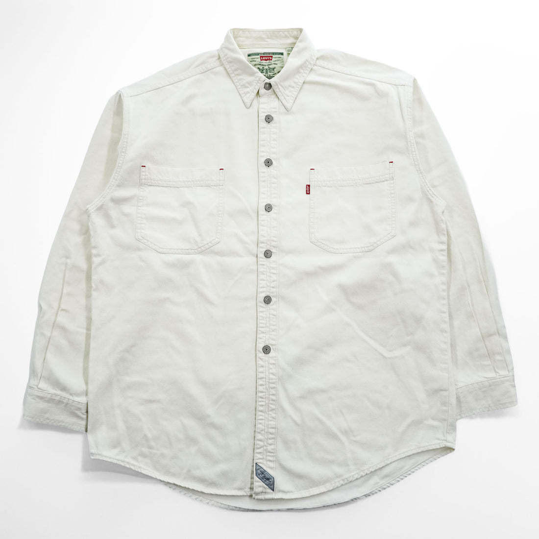 Levi's 90年代 ヴィンテージ 長袖 ホワイトデニム ワークシャツ L メタルボタン ダブルポケット