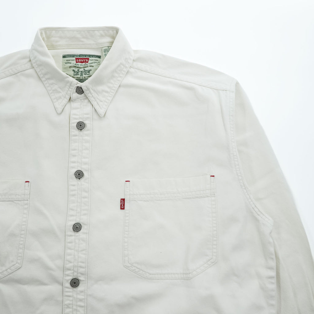 Levi's 90年代 ヴィンテージ 長袖 ホワイトデニム ワークシャツ L メタルボタン ダブルポケット