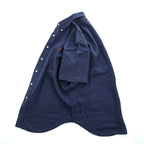 Ralph Lauren 90年代 ヴィンテージ リネン100% 半袖シャツ L ネイビー 麻 スモールポニー ロゴ 刺繍 CLASSIC FIT ボタンダウン