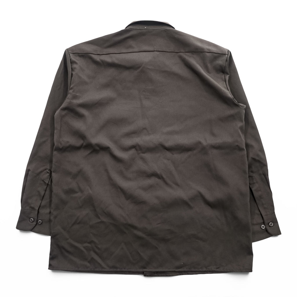 Dickies 長袖 ワークシャツ L ブラウン ボックスシルエット 胸ポケット 574DB