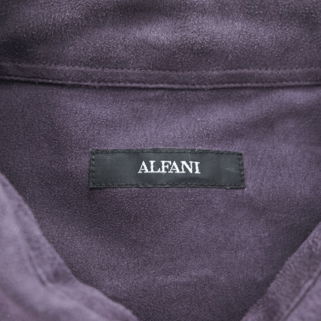 ALFANI フェイクスエード 長袖 シャツ L ダークパープル 胸ポケット ポリエステル