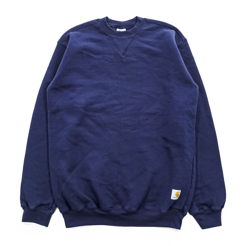 carhartt ミッドウェイト クルーネック スウェット トレーナー L ネイビー 裏起毛 前V K124 NV