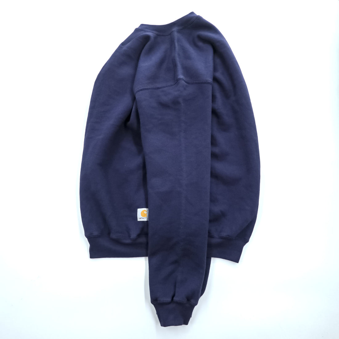 carhartt ミッドウェイト クルーネック スウェット トレーナー L ネイビー 裏起毛 前V K124 NV