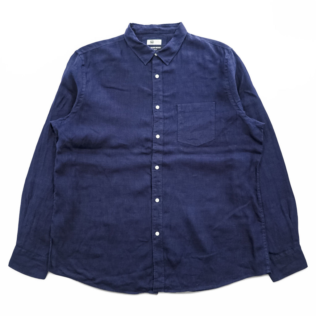COUNTRY ROAD アイリッシュ リネン100% 長袖シャツ XXL ネイビー ビッグサイズ  BAIRD McNUTT IRISH LINEN