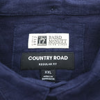 COUNTRY ROAD アイリッシュ リネン100% 長袖シャツ XXL ネイビー ビッグサイズ  BAIRD McNUTT IRISH LINEN