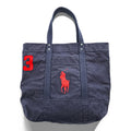 Polo Ralph Lauren ビッグポニー 刺繍 ヴィンテージ加工 トートバッグ ネイビー キャンバス ジップ開閉