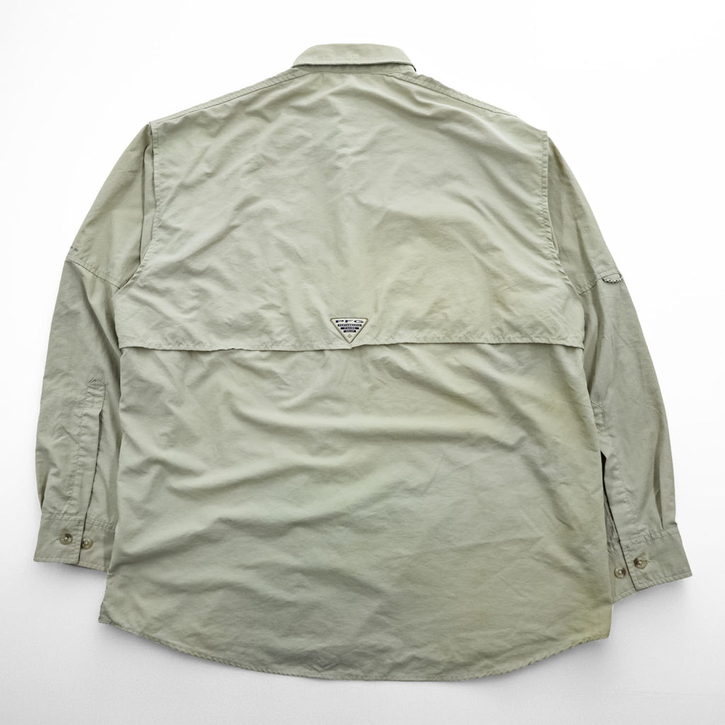 Columbia フィッシングシャツ BAHAMA 2 PFG 長袖シャツ M ベージュ OMNI-SHADE UPF50 ボタンダウン FM7048