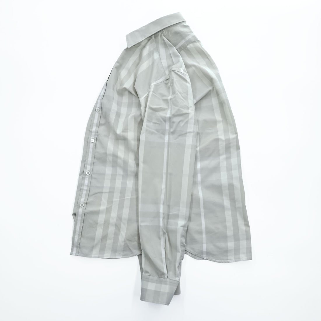 BURBERRY LONDON 長袖 ドレスシャツ L グレー メガチェック Tailored Fit