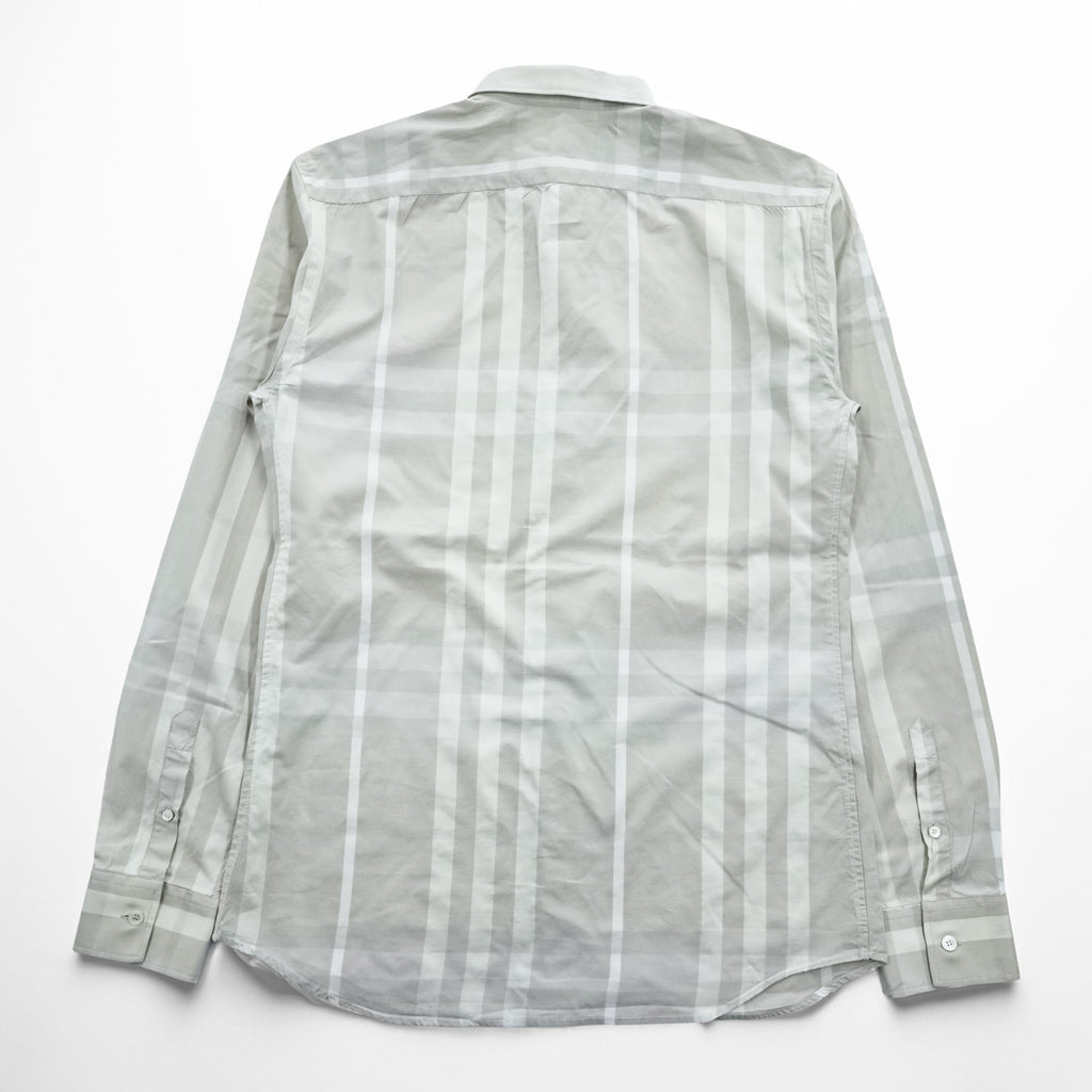 BURBERRY LONDON 長袖 ドレスシャツ L グレー メガチェック Tailored Fit