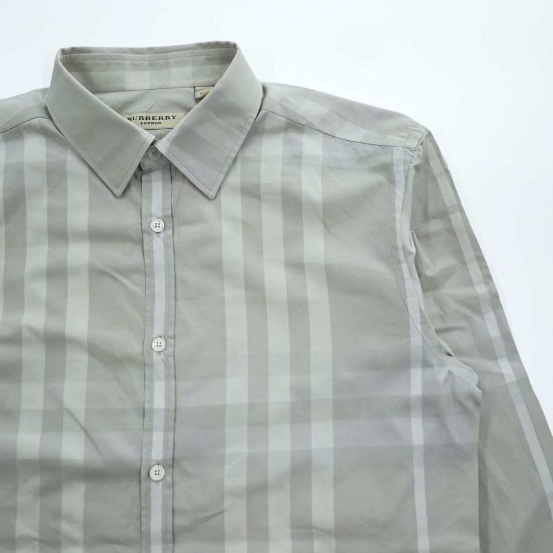 BURBERRY LONDON 長袖 ドレスシャツ L グレー メガチェック Tailored Fit