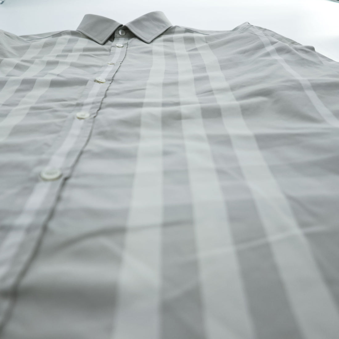 BURBERRY LONDON 長袖 ドレスシャツ L グレー メガチェック Tailored Fit