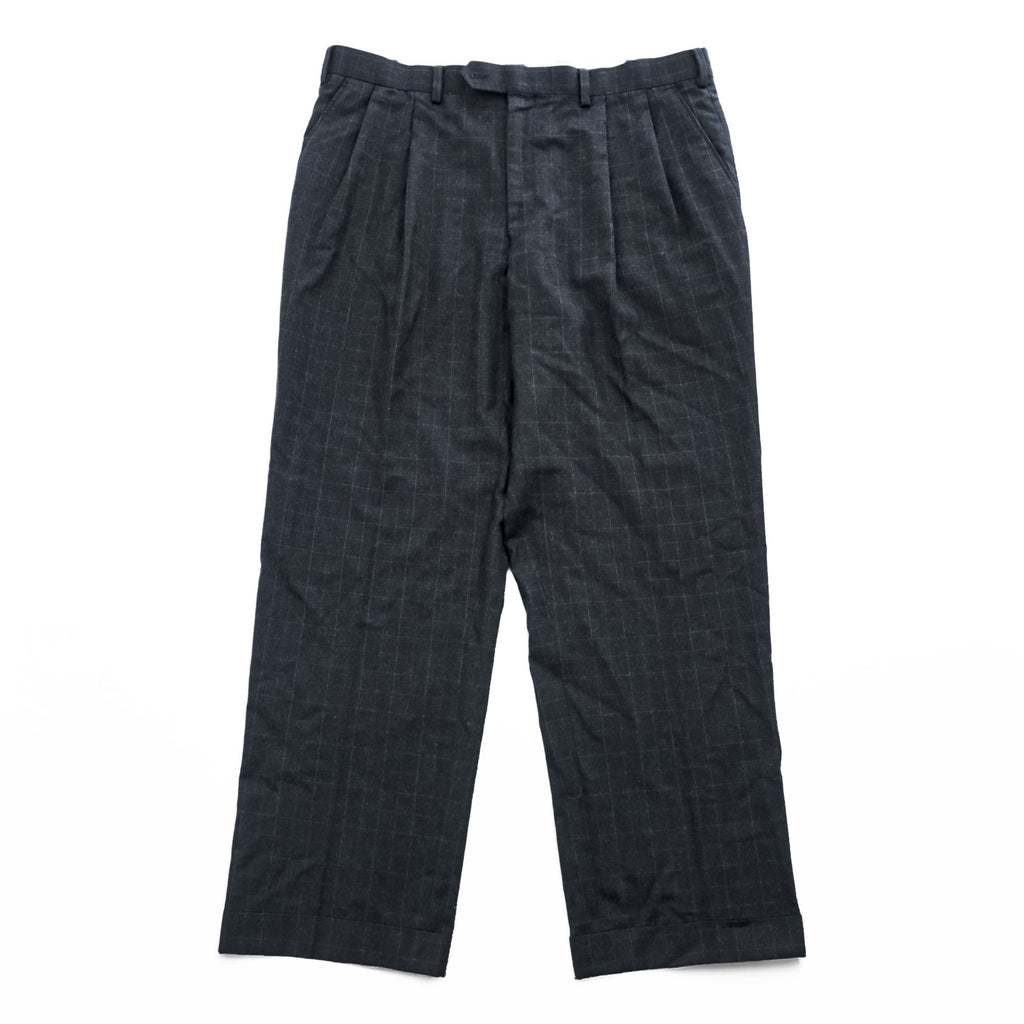 LAUREN RALPH LAUREN 90年代 ヴィンテージ スラックス パンツ L グレー チェック 2タック プリーツ ダブルカフス