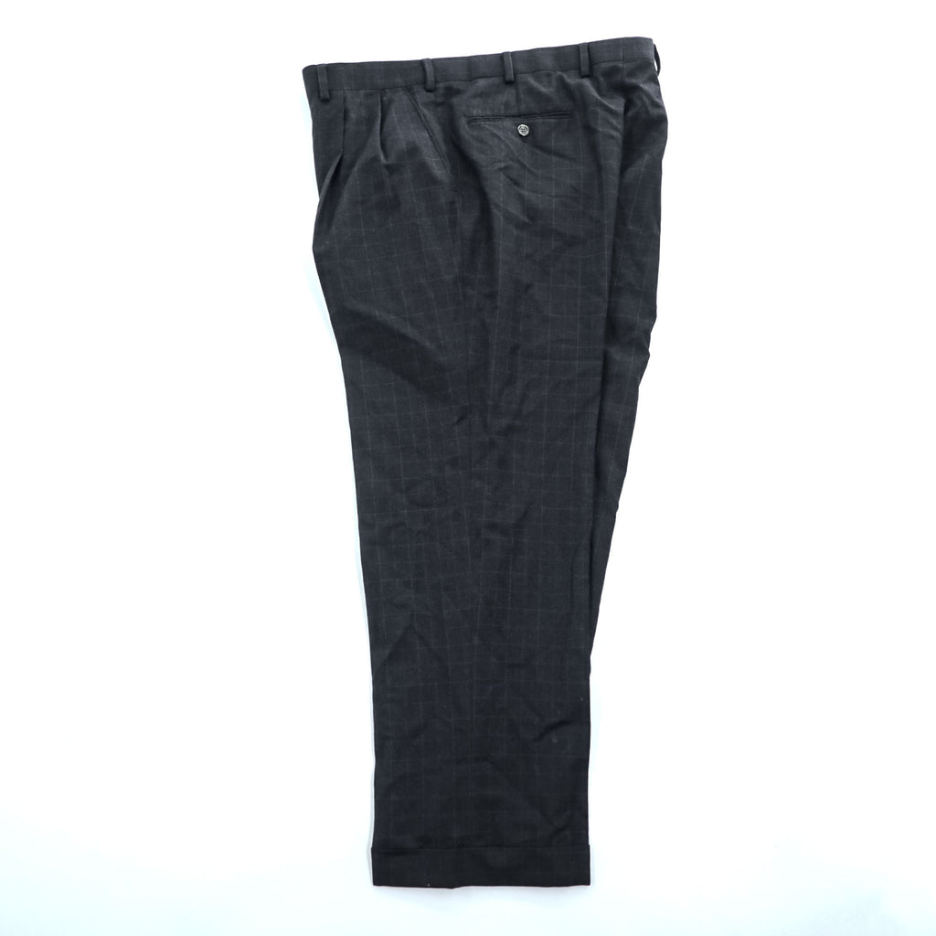 LAUREN RALPH LAUREN 90年代 ヴィンテージ スラックス パンツ L グレー チェック 2タック プリーツ ダブルカフス