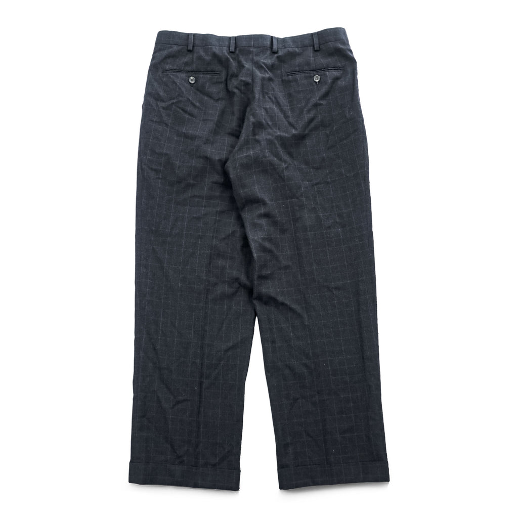 LAUREN RALPH LAUREN 90年代 ヴィンテージ スラックス パンツ L グレー チェック 2タック プリーツ ダブルカフス