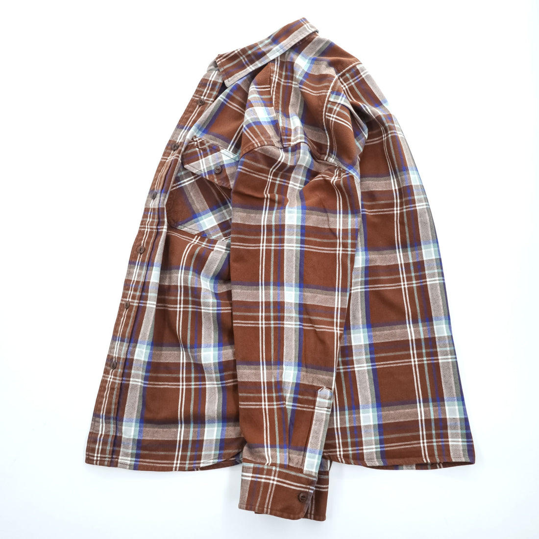 PENDLETON 長袖 フランネル チェックシャツ BURNSIDE M ブラウン 胸ポケット
