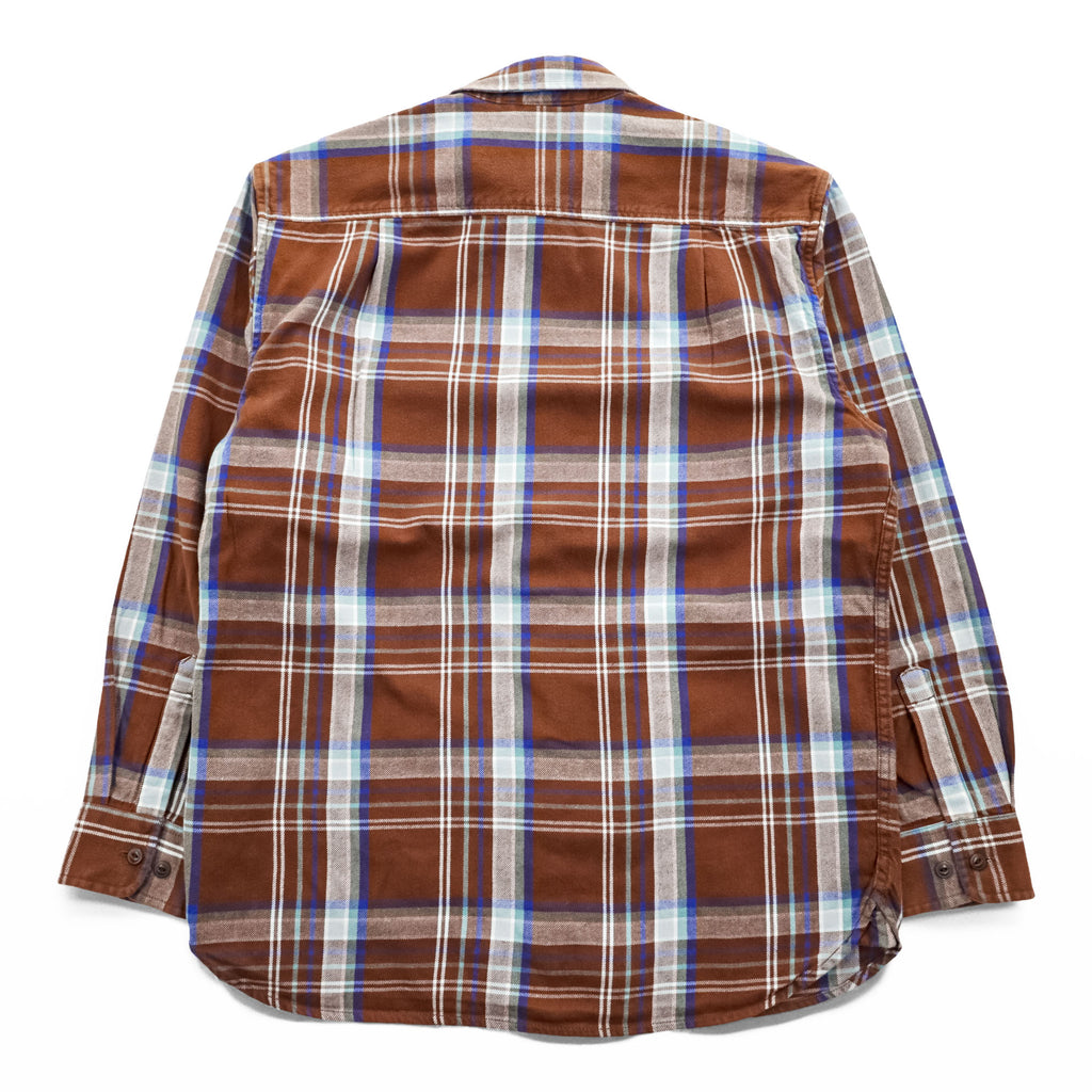 PENDLETON 長袖 フランネル チェックシャツ BURNSIDE M ブラウン 胸ポケット