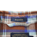 PENDLETON 長袖 フランネル チェックシャツ BURNSIDE M ブラウン 胸ポケット