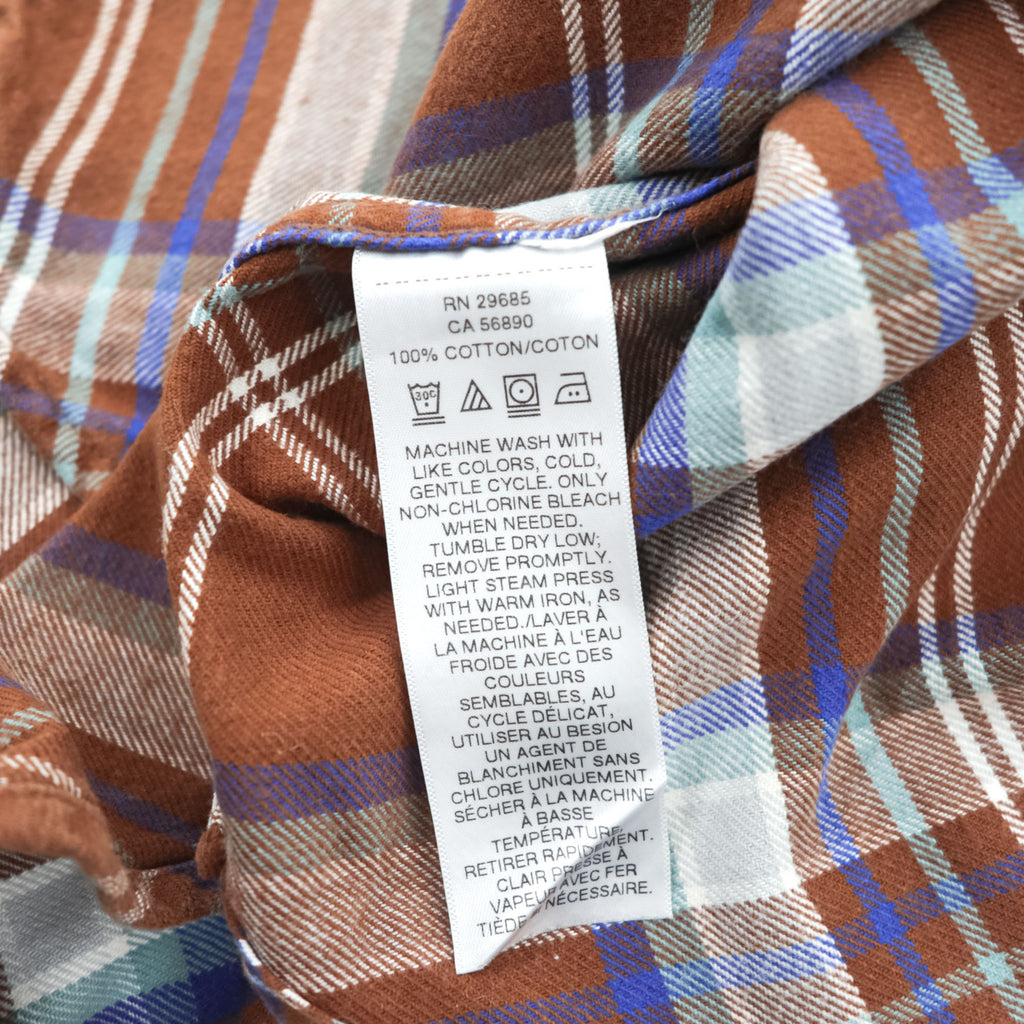 PENDLETON 長袖 フランネル チェックシャツ BURNSIDE M ブラウン 胸ポケット