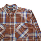 PENDLETON 長袖 フランネル チェックシャツ BURNSIDE M ブラウン 胸ポケット