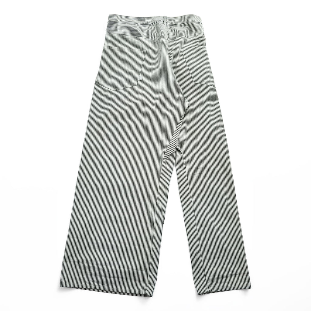 FACETASM 日本製 アシンメトリー ワイドパンツ BIG&SLIM ヒッコリー XL グレー ホワイト ストライプZUK-5030-03