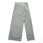 FACETASM 日本製 アシンメトリー ワイドパンツ BIG&SLIM ヒッコリー XL グレー ホワイト ストライプZUK-5030-03