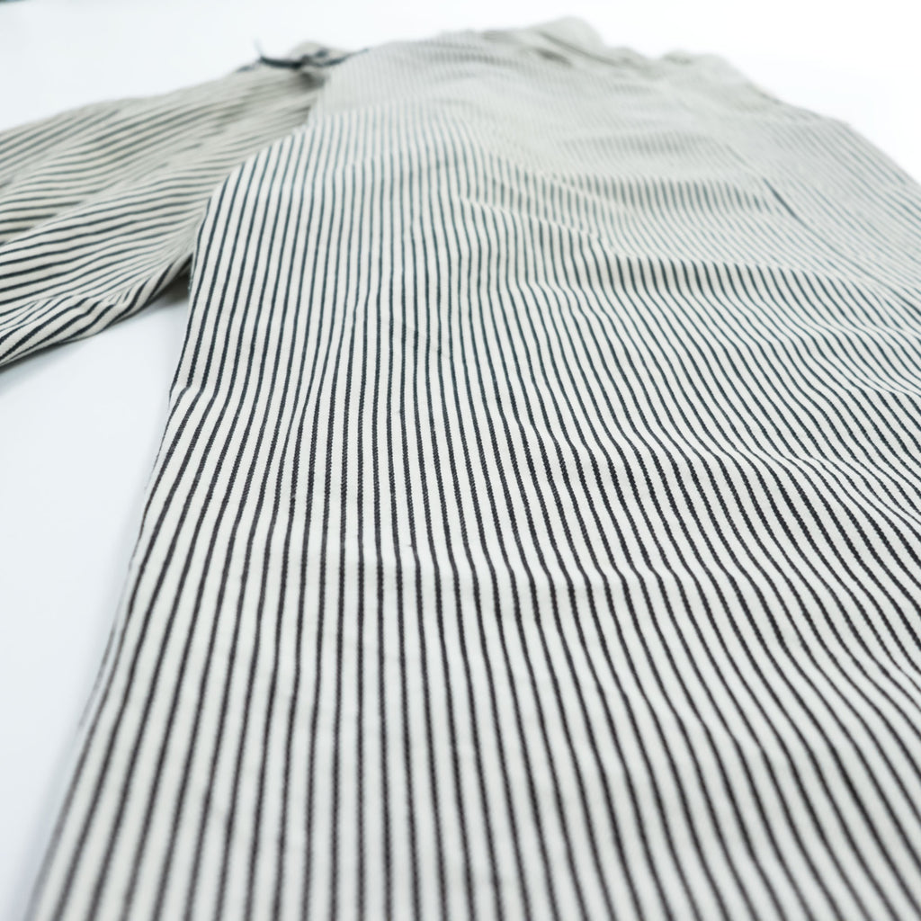 FACETASM 日本製 アシンメトリー ワイドパンツ BIG&SLIM ヒッコリー XL グレー ホワイト ストライプZUK-5030-03